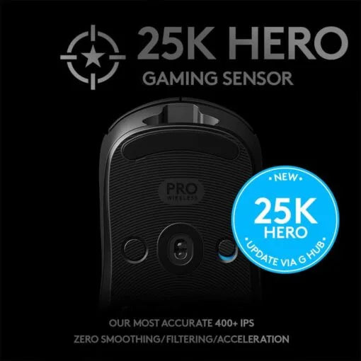 Logitech G PRO Wireless Gaming Mouse – HERO 25K – Black