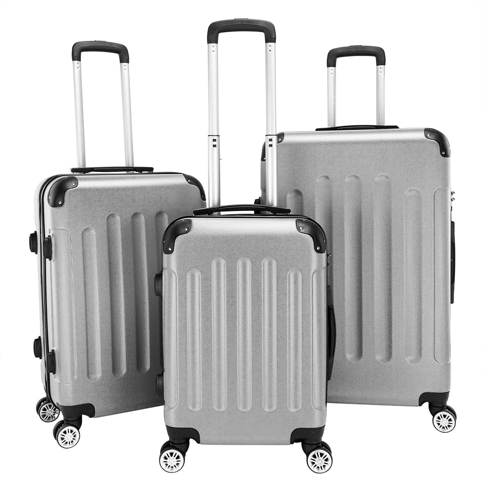 3 Pcs Suitcase Lightweight ABS Carry-on Hand Luggage 4 Spinner Wheels Trolley Case