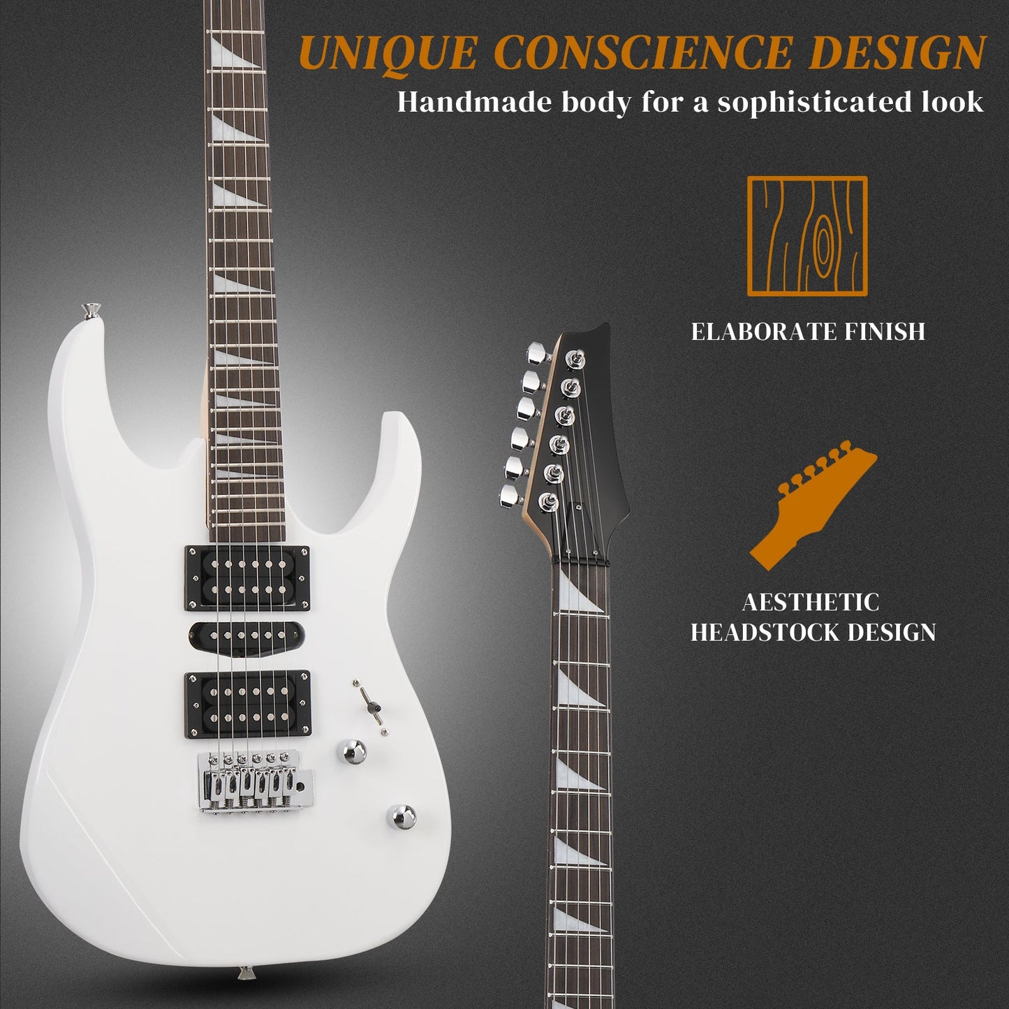 170 Model With 20W Electric Guitar Pickup Hsh Pickup Guitar Stereo Bag Harness Picks Rocker Connector Wrench Tool White