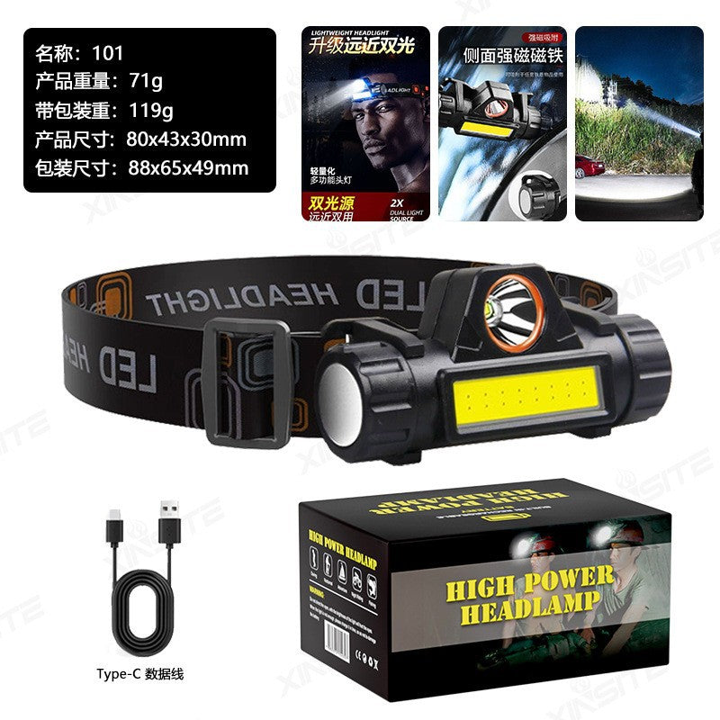 Cross-Border Hot-Selling Product: Strong Light, Long-Range, Rechargeable, Waterproof, Long-Lasting Head-Mounted Outdoor Night Fishing Light, Ultra-Long Headlamp