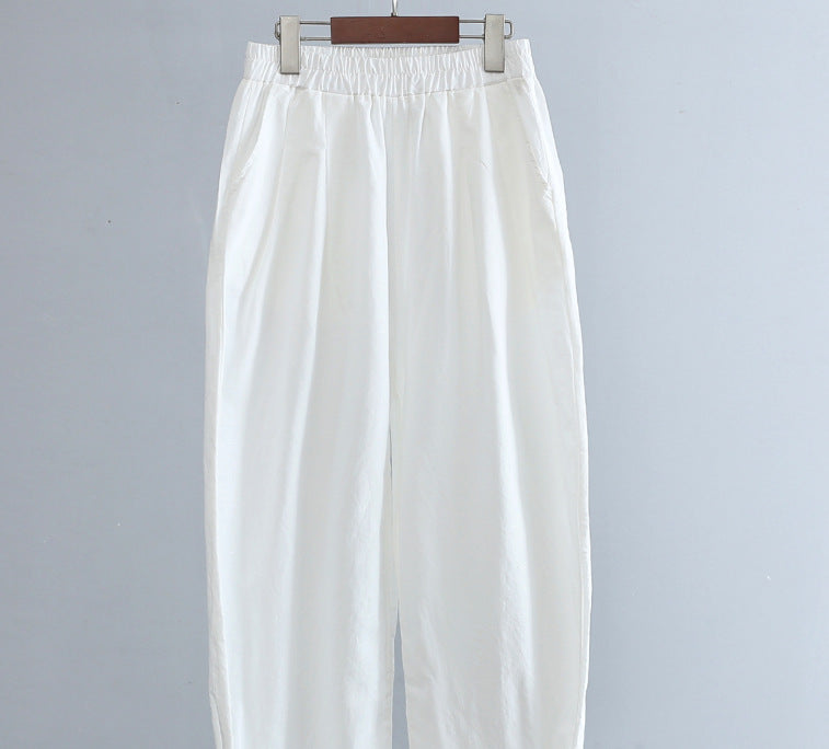 Cotton and Linen Pants for Women 2026 New Versatile Slim-Fit Casual Pants Summer Thin Cropped Pants Artistic Cotton and Linen Carrot Pants