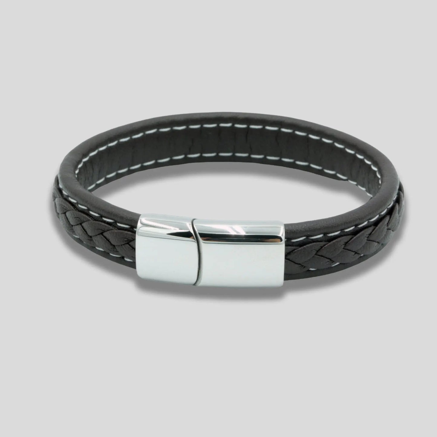Brown Braided Leather Bracelet