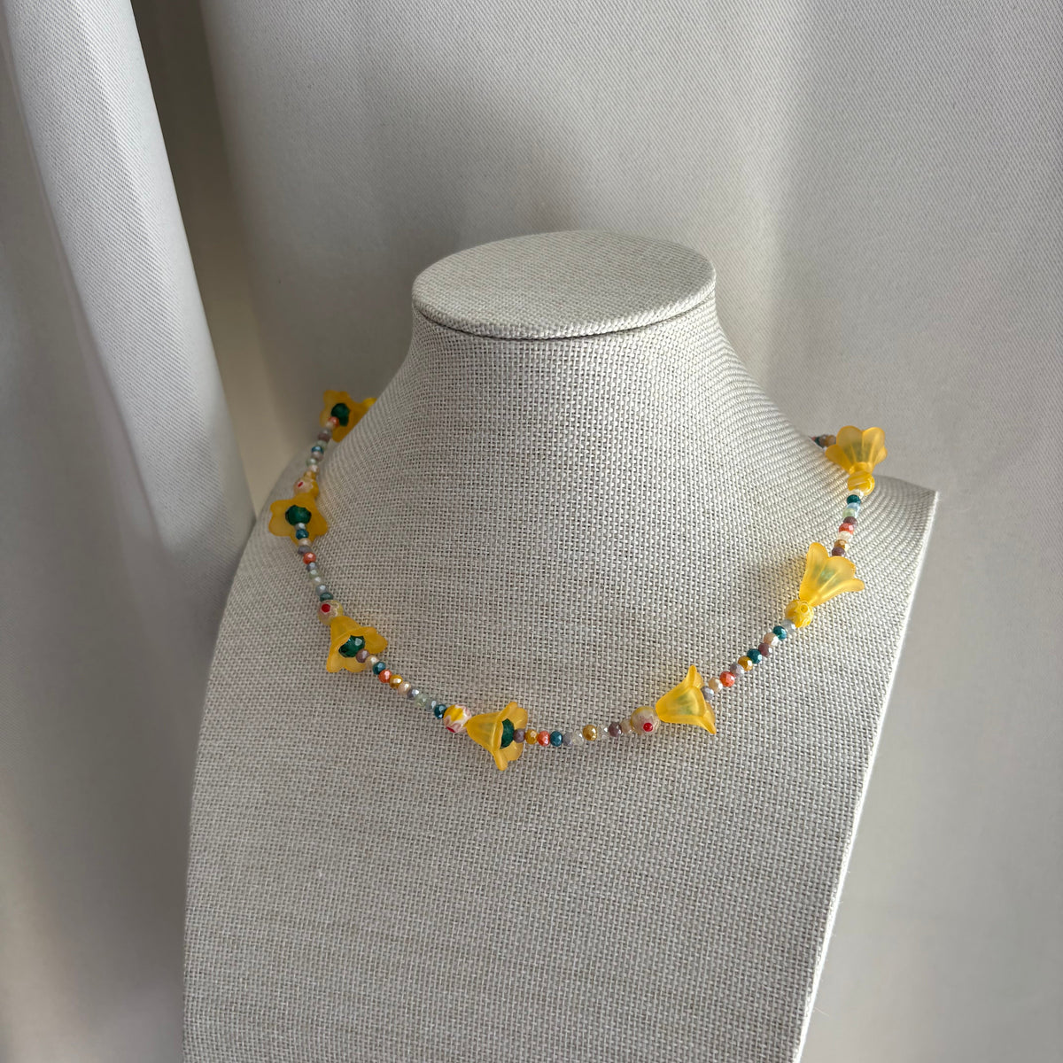Handmade beaded orange flower chocker necklace