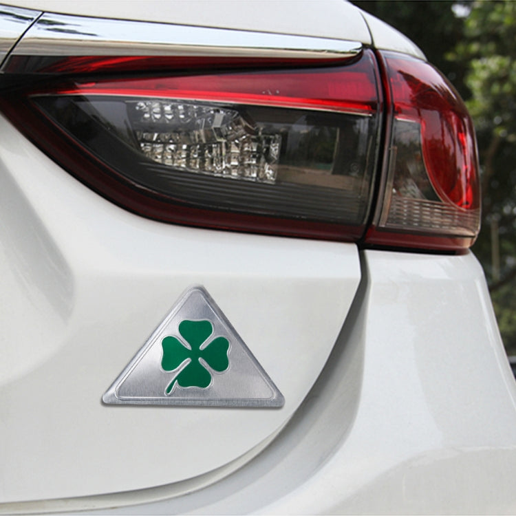 Four Leaf Clover Herb Luck Symbol Aluminum Slim Triangle Badge Emblem Labeling Sticker Styling Car Dashboard Decoration, Four Leaf Clover 1