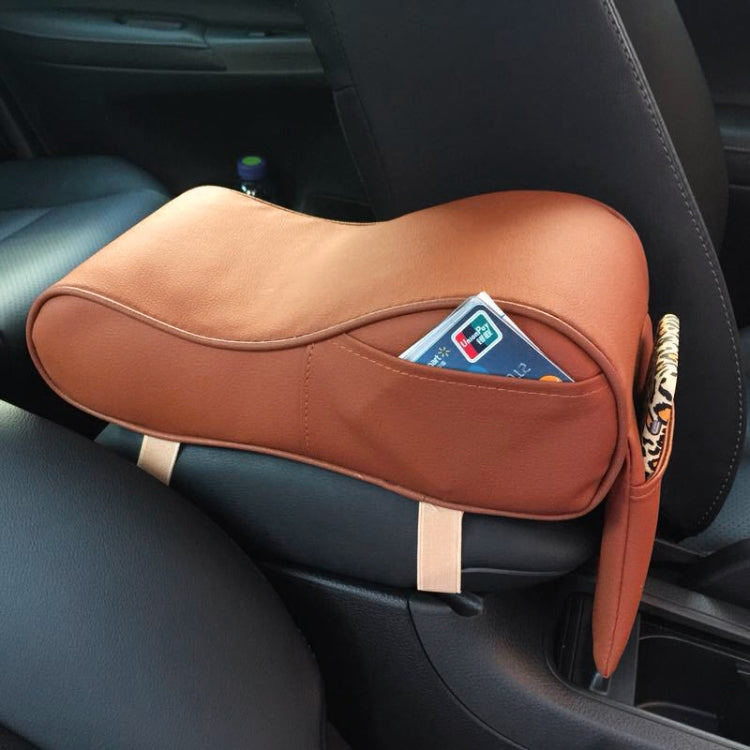 Universal Car PU Leather and Memory Foam Wrapped Armrest Box Car Armrest Box Mat with Phone Holder Storage Bag & Card Slot, with Card Slot (Black), with Card Slot (Beige), with Card Slot (Brown)