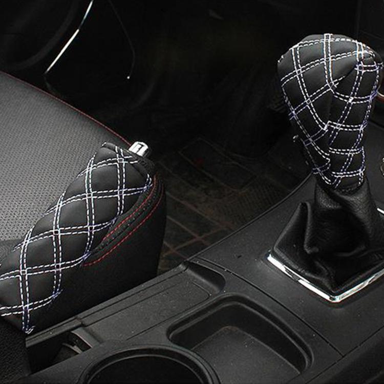 2 PCS Car Hand Brake Cover Shift Knob Gear Stick Cushion Sets Cover Car Accessory Interior Decoration Pad, 2 PCS Red, 2 PCS Red White