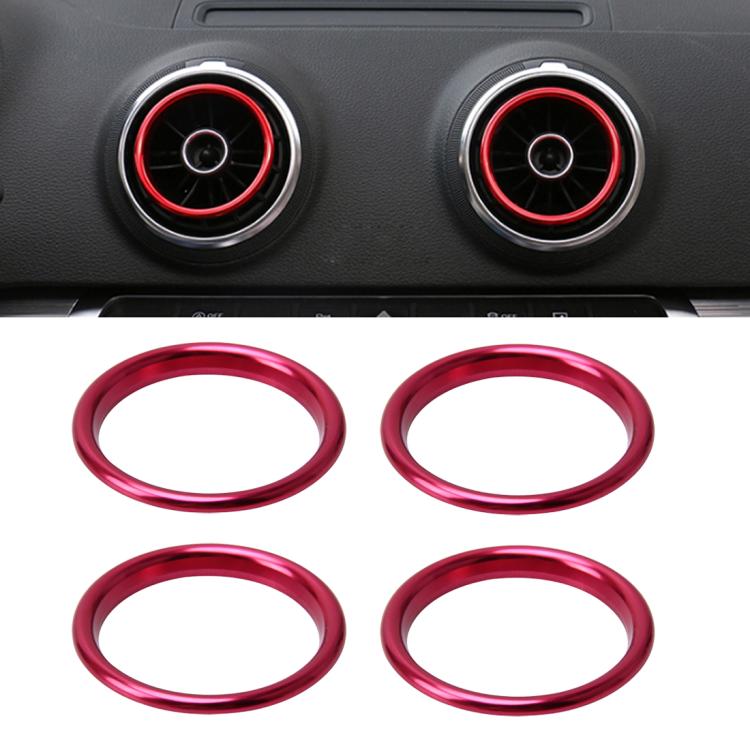 4 PCS Car Outlet Decorative Rings Aluminum Alloy Air Outlet Chrome Trim Ring Car Dashboard Air Vents Cover Sticker Decoration for Audi A3, For Audi A3
