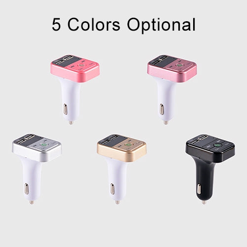 B2 Dual USB Charging Bluetooth FM Transmitter MP3 Music Player Car Kit, Support Hands-Free Call & TF Card & U Disk, B2 (Rose Gold)