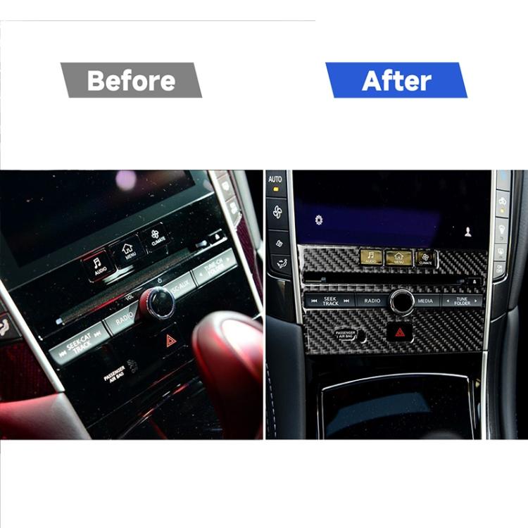 Car Carbon Fiber CD Console Panel Decorative Sticker for Infiniti Q50 / Q60 2014-2020, CD Console Panel (B)