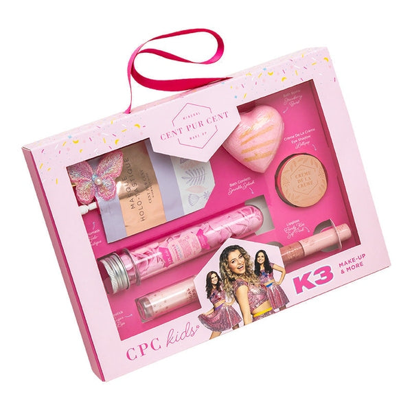 Cent Pur Cent CPC Kids K3 Julia Make-Up Gift Set 7 Pieces (This gift set contains:
lip balm
hair clip
face mask
bath sprinkle
bath bomb
lip gloss
Eye Shadow)