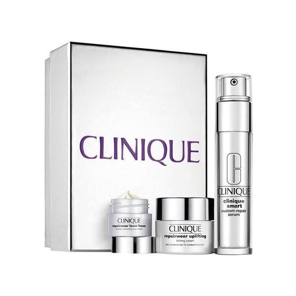 Clinique Smooth & Renew Lab Gift Set 30ml Smart Clinical Repair Wrinkle Correcting Serum + 5ml Smart Clinical Repair Wrinkle Correcting Eye Cream + 15ml Smart Custom-Repair Moisturizer SPF15