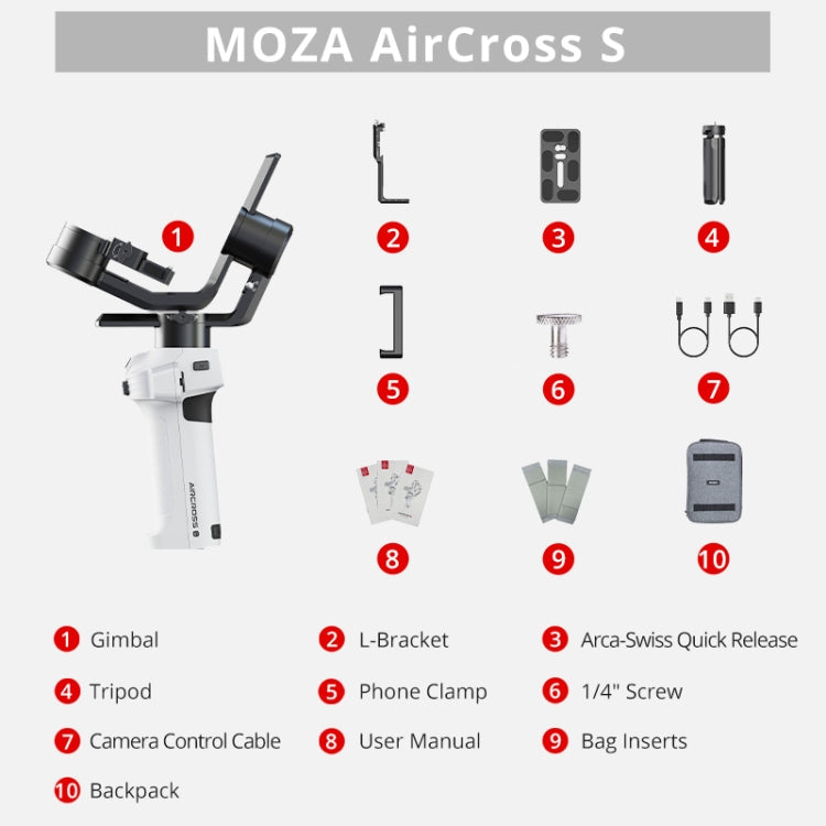 MOZA AirCross S 3 Axis Foldable Handheld Gimbal Stabilizer for DSLR Cameras and Smart Phone, AirCross S