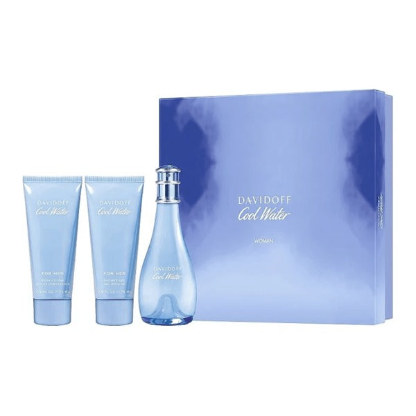 Davidoff Cool Water Woman Gift Set 100ml EDT + 75ml Body Lotion + 75ml Shower Gel