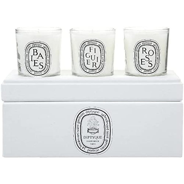 Diptyque Votive Candle Trio Gift Set 70g Baies + 70g Figuier + 70g Roses