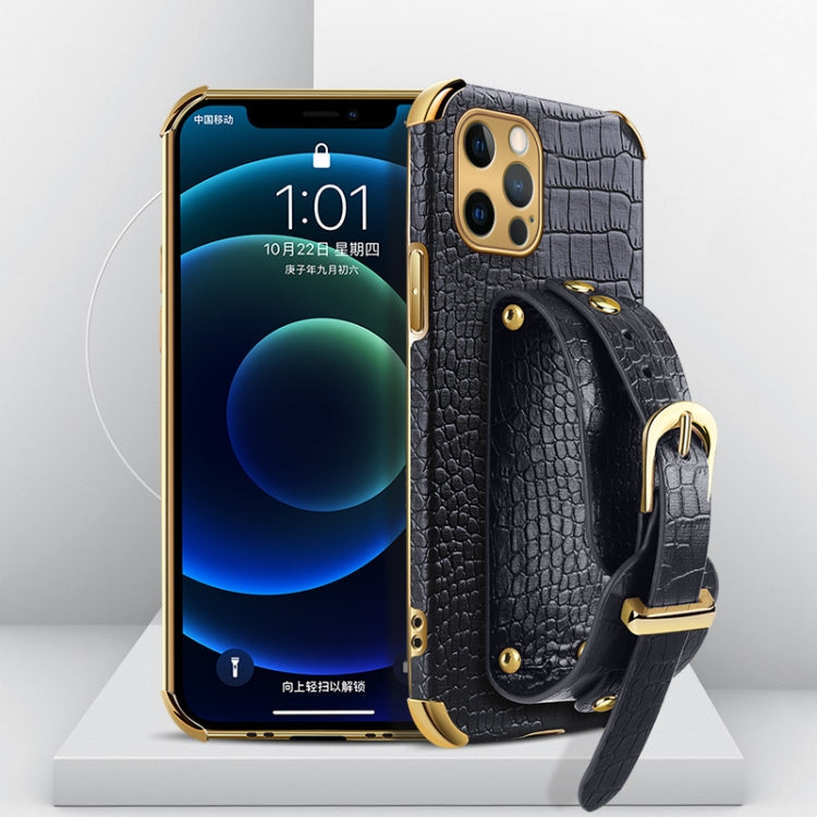 Electroplated TPU Crocodile Pattern Leather Case with Wrist Strap, For iPhone 11 Pro Max, For iPhone 12 mini, For iPhone 12, For iPhone 12 Pro