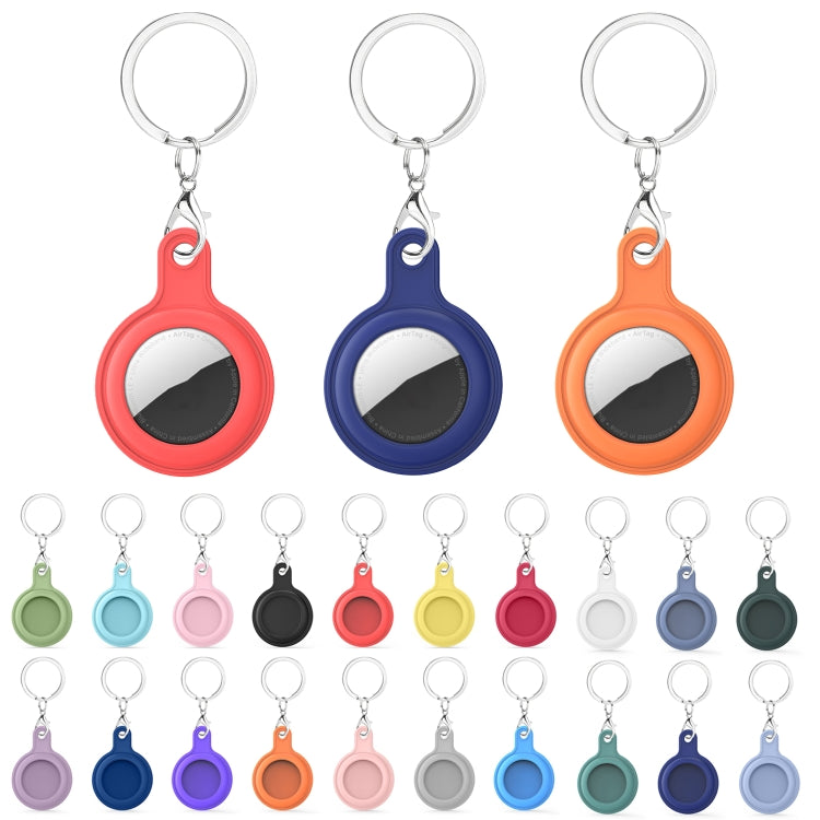 Gel Leather Case Cover with Switchable Keychain Ring for AirTag 2nd Gen / AirTag 1st Gen