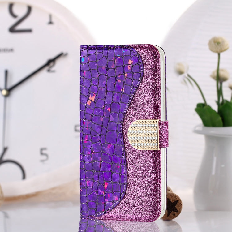 Laser Glitter Powder Matching Crocodile Texture Horizontal Flip Leather Case with Card Slots & Holder & Wallet, For iPhone 13 Pro Max, For iPhone 13 Pro, For iPhone 13, For iPhone 13 mini