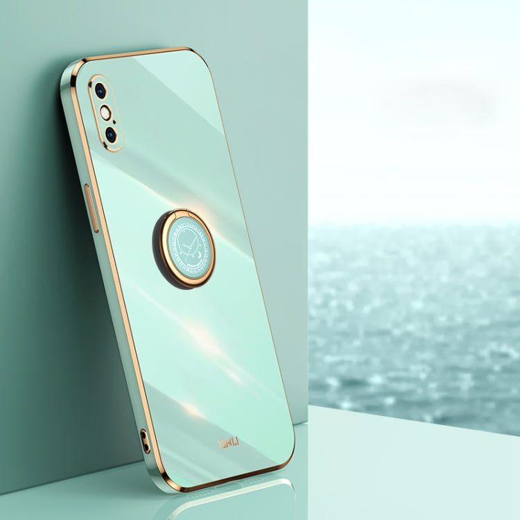 XINLI Straight Edge 6D Electroplate TPU Phone Case with Ring Holder, For iPhone 12 Pro, For iPhone 12 Pro Max, For iPhone X