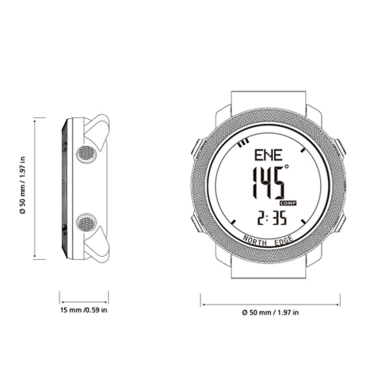 NORTH EDGE Multi-function Waterproof Outdoor Sports Electronic Smart Watch, Support Humidity Measurement / Weather Forecast / Speed Measurement, Silicone Strap