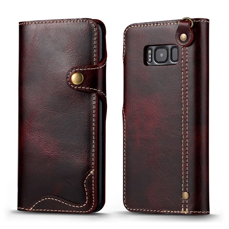 Denior Oil Wax Cowhide Magnetic Button Horizontal Flip Leather Case with Card Slots & Wallet, For iPhone 6, For iPhone 6 Plus / 6s Plus, For iPhone 7 / 8, For iPhone 7 Plus / 8 Plus, For iPhone X / XS, For Galaxy S8