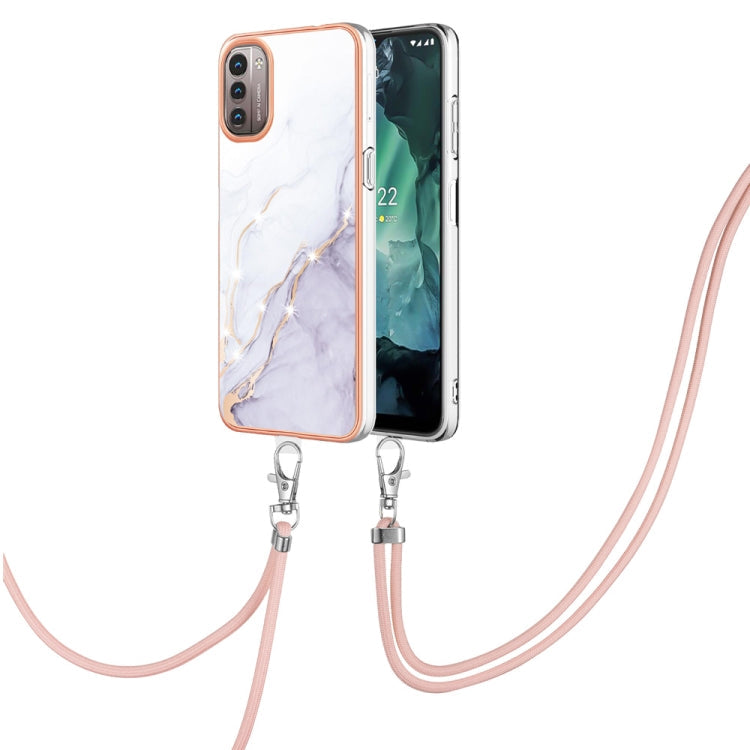 Electroplating Marble Pattern TPU Phone Case with Lanyard, For iPhone SE 2022 / SE 2020 / 8 / 7, For Motorola Moto G Stylus 2022, For Nokia G20 / G10, For Nokia G21 / G11