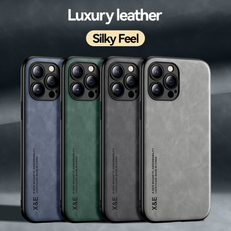 Skin Feel Magnetic Leather Back Phone Case, For iPhone 13 mini, For iPhone 13, For iPhone 13 Pro, For iPhone 13 Pro Max, For iPhone 12 mini, For iPhone 12