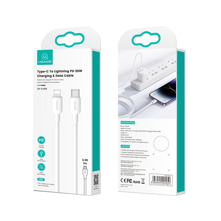 USAMS US-SJ610 U84 PD20W USB-C / Type-C to 8 Pin Charging Data Cable, PD20W 8 Pin 1m