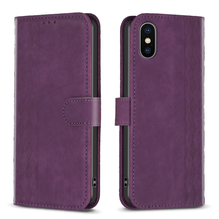 Plaid Embossed Leather Phone Case, For iPhone 11 Pro, For iPhone 15 Plus, For iPhone 11 Pro Max, For iPhone X / XS