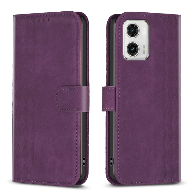 Plaid Embossed Leather Phone Case, For Motorola Moto E13 4G, For Motorola Moto G14 4G, For Motorola Moto G13 4G /G53 5G, For Motorola Moto G73 5G