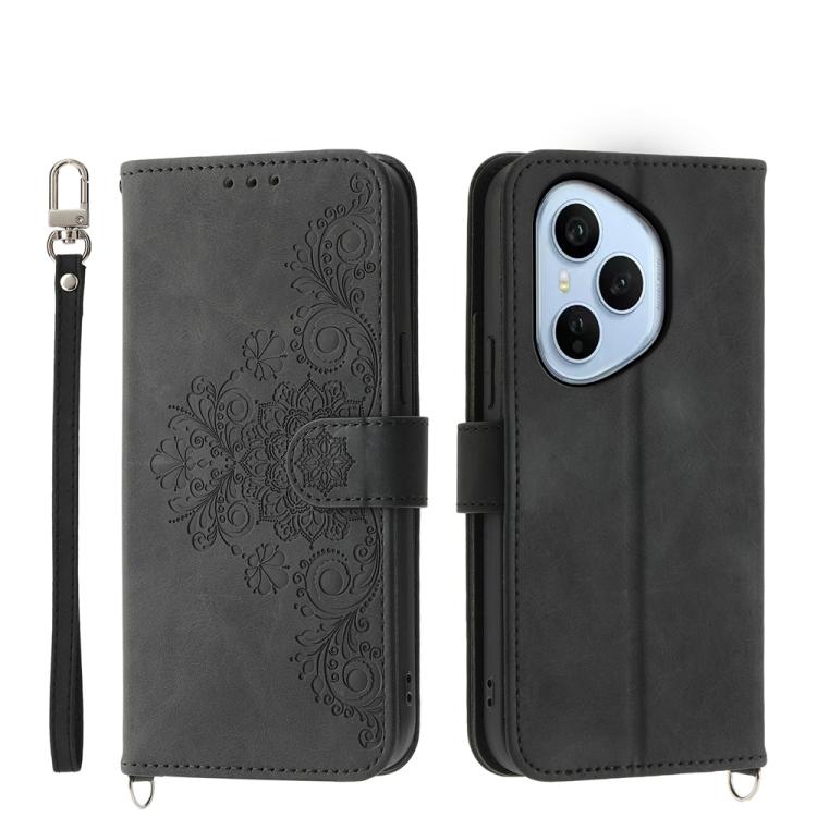 Skin Feel Flowers Embossed Wallet Leather Phone Case, For Honor 600 Global / 600 Pro Global, For Honor X9d 5G / X70 5G, For Honor X6c 4G / X5b / X5b Plus, For Honor 400 Pro Global 160.8mm