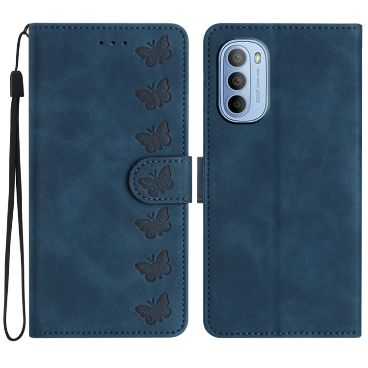 Seven Butterflies Embossed Leather Phone Case, For Motorola Moto G73, For Motorola Moto E22, For Motorola Moto G42, For Motorola Moto G62