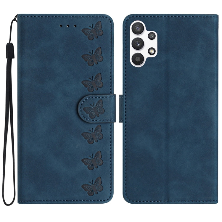 Seven Butterflies Embossed Leather Phone Case, For Samsung Galaxy A05, For Samsung Galaxy A10 / M10, For Samsung Galaxy A12 5G, For Samsung Galaxy A13 4G