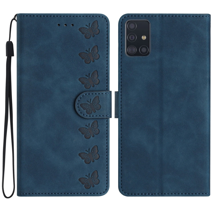 Seven Butterflies Embossed Leather Phone Case, For Samsung Galaxy A41, For Samsung Galaxy A42 5G, For Samsung Galaxy A50, For Samsung Galaxy A51