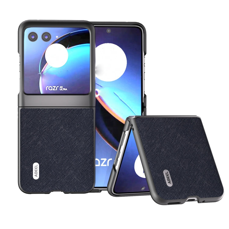 ABEEL Cross Texture Genuine Leather Phone Case, For Motorola Razr 60 Ultra/Razr 70 Ultra, For Motorola Razr 40, For Motorola Razr 40 Ultra