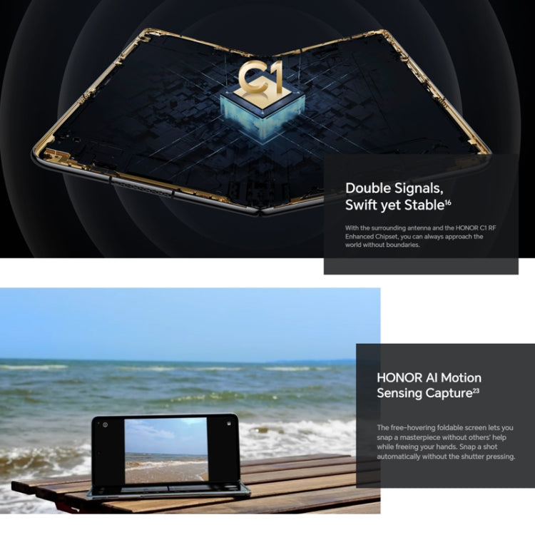 Honor Magic V2 Ultimate 5G, 7.92 inch + 6.43 inch MagicOS 7.2 Snapdragon 8 Gen2 Octa Core up to 3.36GHz, Network: 5G, OTG, Not Support Google Play, 16GB+1TB
