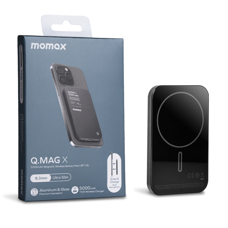 MOMAX Q.MAG X Portable Metal Magnetic Wireless Power Bank, 5000mAh, 20000mAh