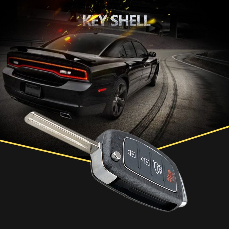 4-button Folding Car Key Shell with Metal Edge Solaris ix35 ix4 Santa For Hyundai Sonata 2014-2017 / Tucson 2016-2019 / Santa Fe 2013-2016, For Hyundai 4-button Solaris ix35 ix4