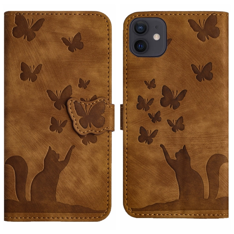 Butterfly Cat Embossing Flip Leather Phone Case, For iPhone 13 mini, For iPhone 12 / 12 Pro, For iPhone 12 Pro Max, For iPhone 12 mini
