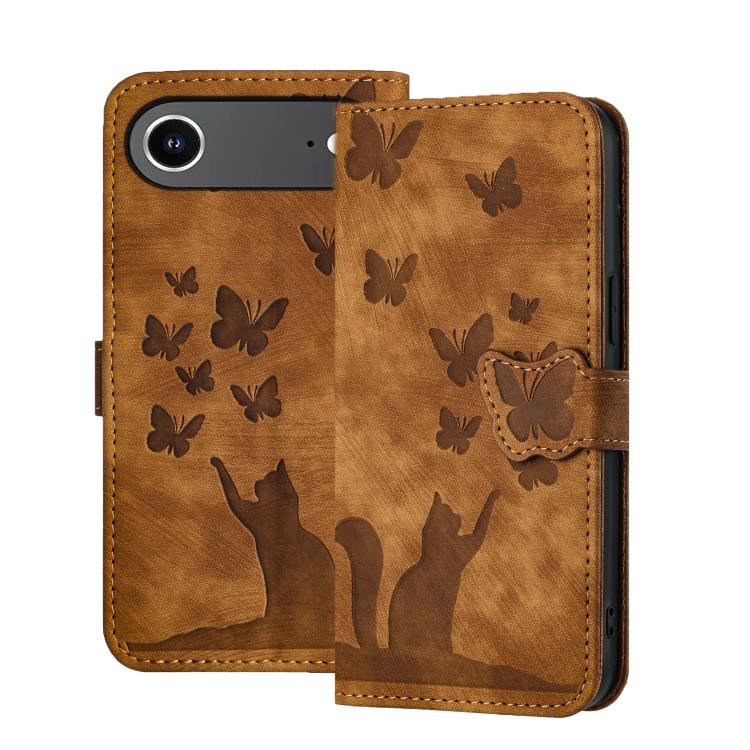 Butterfly Cat Embossing Flip Leather Phone Case, For iPhone 17 Pro Max, For iPhone 17 Pro, For iPhone 17, For iPhone Air