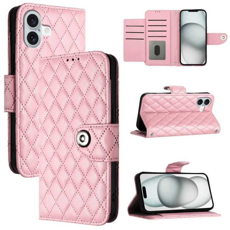 Rhombic Texture Flip Leather Phone Case with Lanyard, For iPhone SE 2024, For iPhone 16 Pro Max, For iPhone 16 Pro, For iPhone 16 Plus