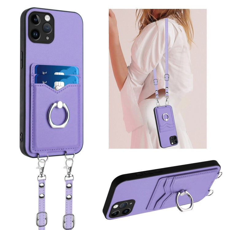 R20 Crossbody Rope Ring Card Holder Phone Case, For iPhone 12 mini, For iPhone 11 Pro Max, For iPhone 11, For iPhone 11 Pro