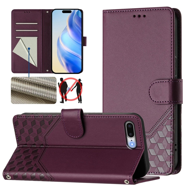 Honeycomb Embossing RFID Leather Phone Case, For iPhone XR, For iPhone XS Max, For iPhone 8 Plus / 7 Plus