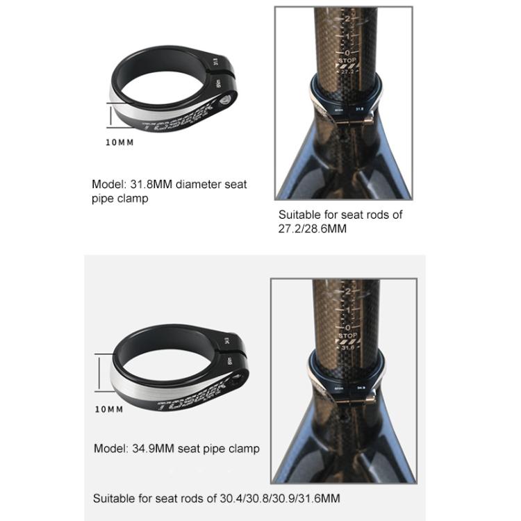 TOSEEK Aluminum Alloy Bicycle Seat Tube Clamp, 31.8mm, 34.9mm