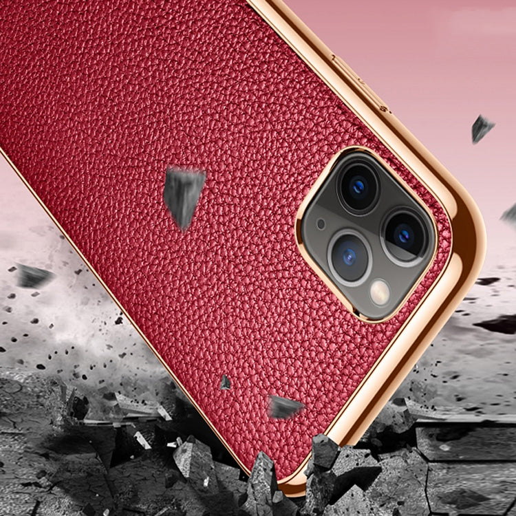 SULADA Litchi Texture Leather Electroplated Shckproof Protective Case, For iPhone 11 Pro, For iPhone 11, For iPhone 11 Pro Max