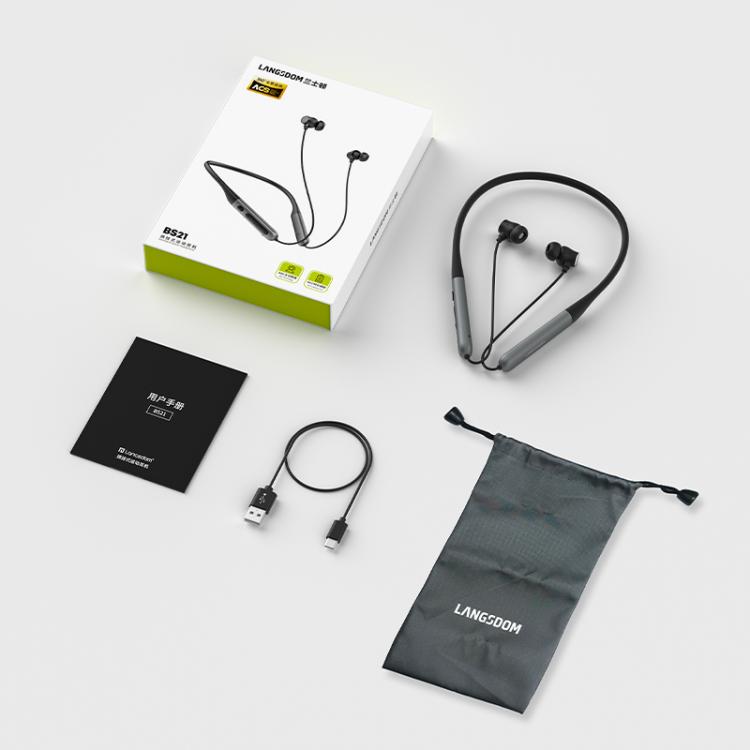 Langsdom BS21 Long Battery Life Magnetic Switch Neckband Bluetooth Headphones