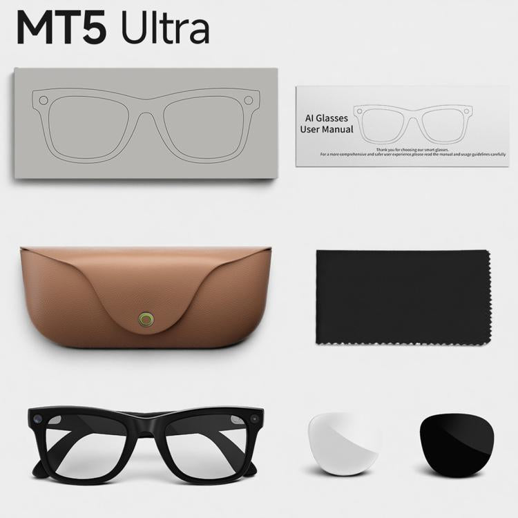 MT5 Ultra Smart AI Glasses with 8MP HD Camera, Video Recording WiFi Transmission Al Smart Voice Assistant, Sunglasses, Anti Blue Light Lens