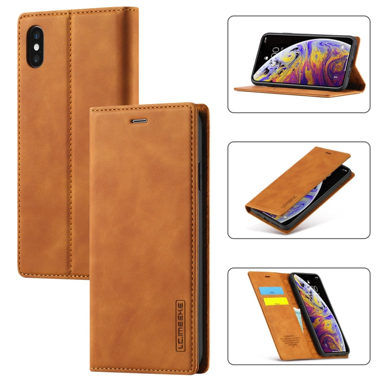 LC.IMEEKE Strong Magnetism Ultra-thin Horizontal Flip Shockproof Matte TPU + PU Leather Case with Holder & Card Slots & Wallet, For iPhone 12 mini, For iPhone 12 / 12 Pro, For iPhone 12 Pro Max, For iPhone 12 Pro, For iPhone XS / X