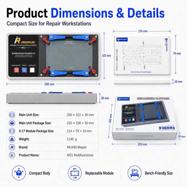 Mijing MS1 Intelligent Desoldering Platform for iPhone X-17 Pro Max, US Plug, EU Plug