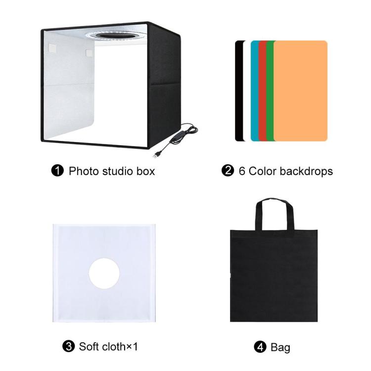 30cm Folding 3 Modes Dual Color Ring Light Photo Lighting Studio Shooting Tent Box Kit with 6 Colors PVC Backdrops, Unfold Size: 31cm x 31cm x 31cm