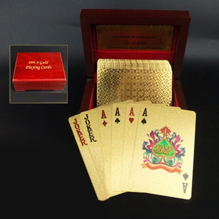 Creative Frosted Back Texture Plastic From Vegas to Macau Playing Cards Texas Poker with Wooden Gift Box, Golden Dollar Wooden Gift Box, Golden Tattice Gift Box